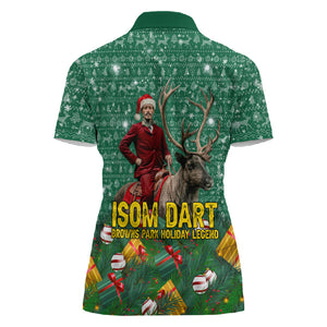 Isom Dart Christmas Women Polo Shirt Black Cowboy Western Holiday Reindeer