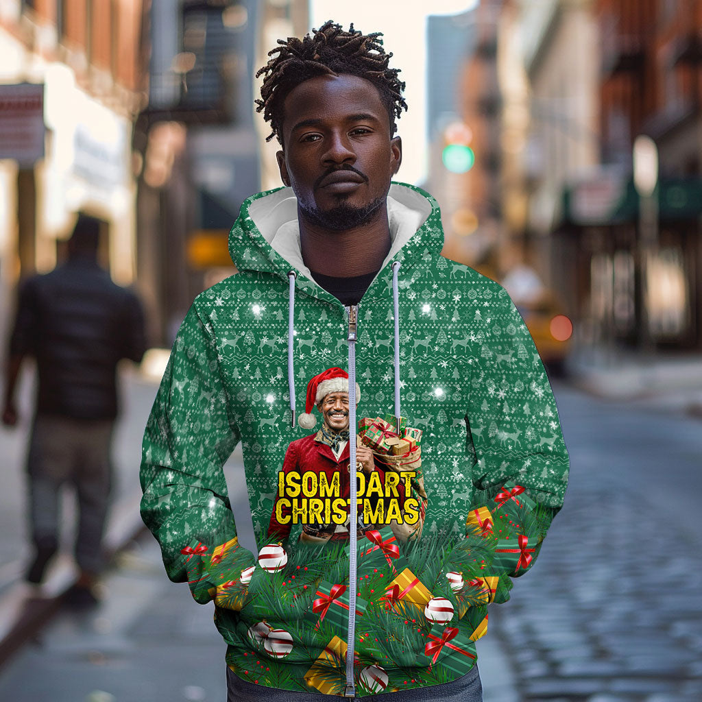 Isom Dart Christmas Zip Hoodie Black Cowboy Western Holiday Reindeer