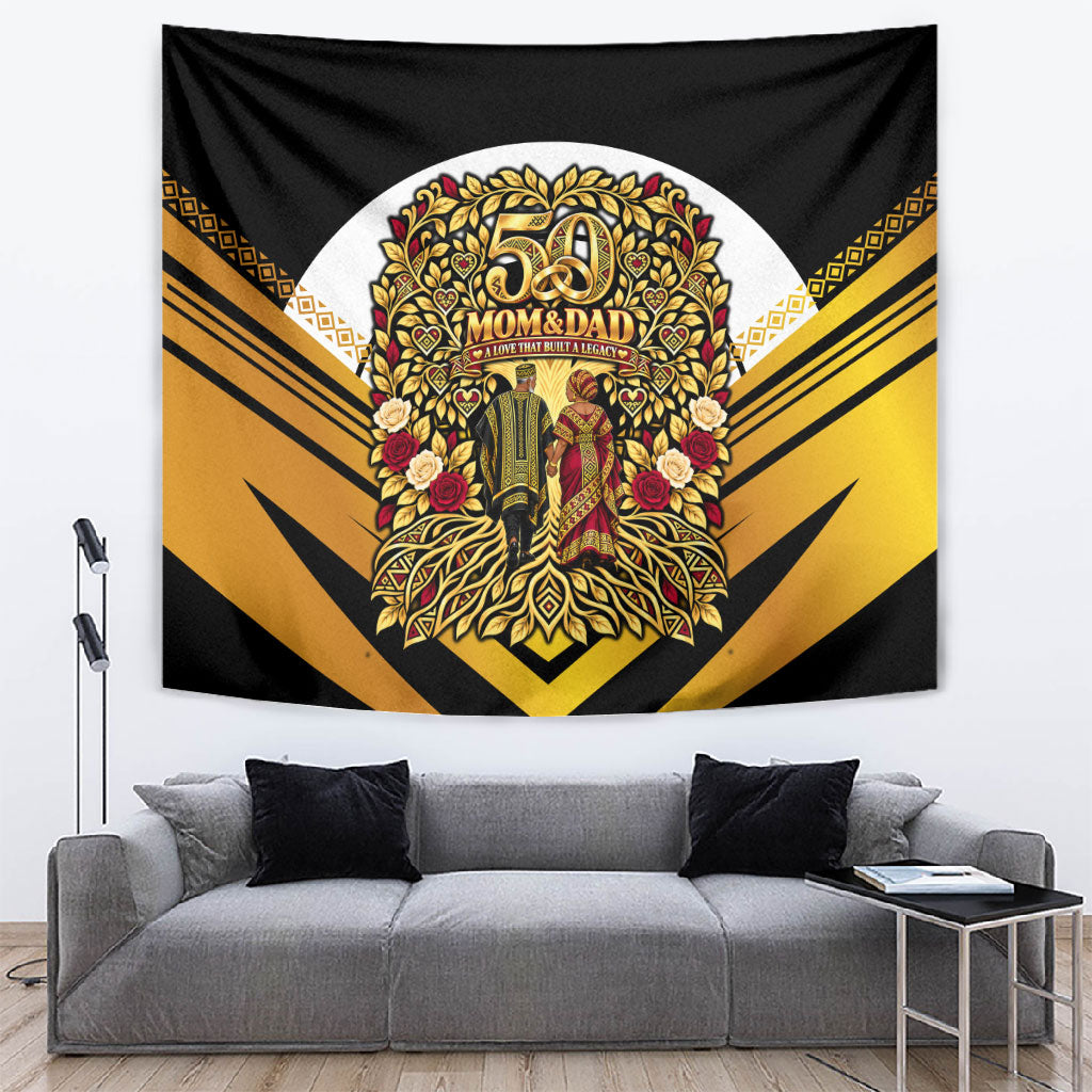 African 50th Anniversary Wedding Tapestry Mom and Dad - A Love That Built A Legacy