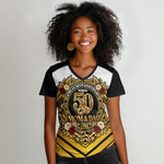 African 50th Anniversary Wedding Women V-Neck T-Shirt Mom and Dad - A Love That Built A Legacy