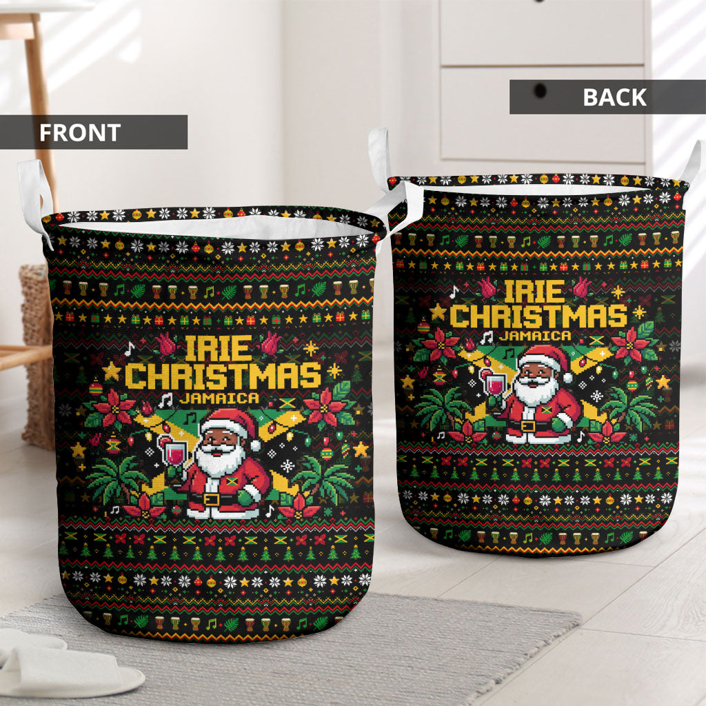 Jamaica Christmas Irie Laundry Basket Jamaican Santa Flag Reggae Vibes