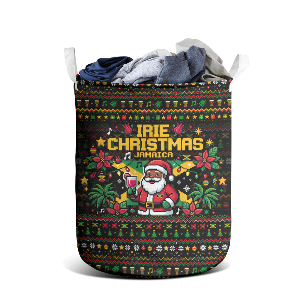 Jamaica Christmas Irie Laundry Basket Jamaican Santa Flag Reggae Vibes