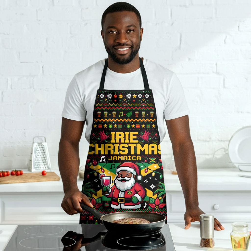 Jamaica Christmas Irie Apron Jamaican Santa Flag Reggae Vibes