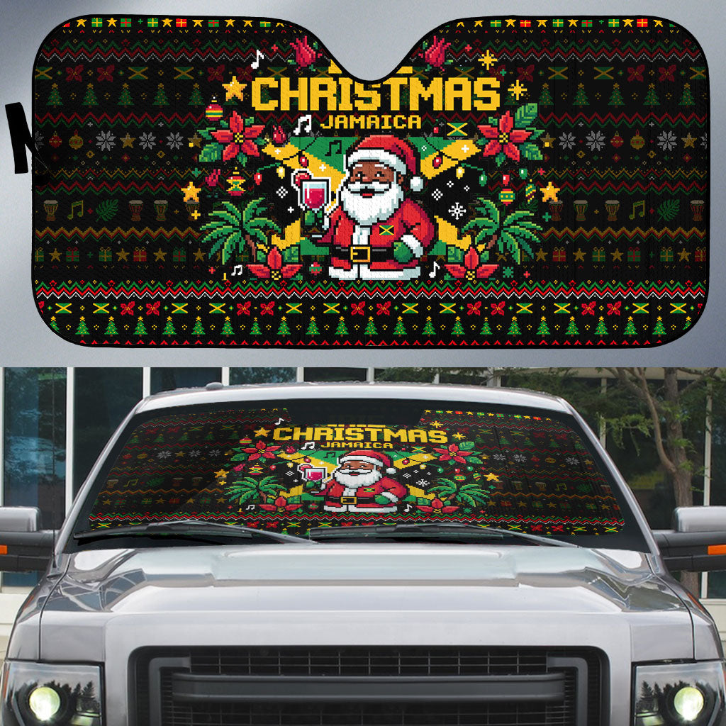 Jamaica Christmas Irie Auto Sun Shade Jamaican Santa Flag Reggae Vibes