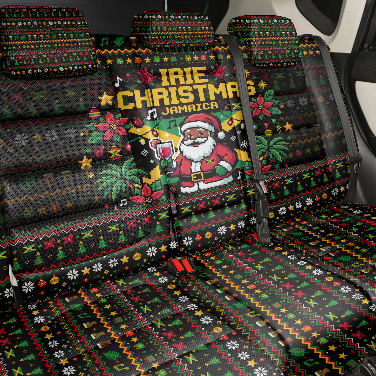 Jamaica Christmas Irie Back Car Seat Cover Jamaican Santa Flag Reggae Vibes