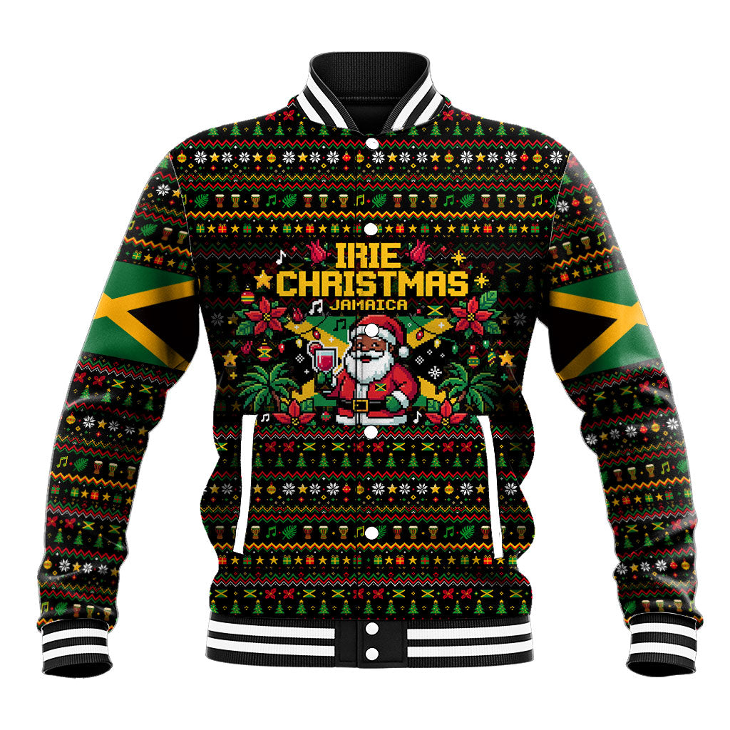 Jamaica Christmas Irie Baseball Jacket Jamaican Santa Flag Reggae Vibes