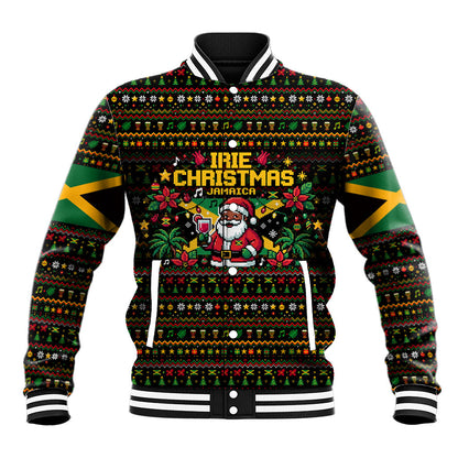 Jamaica Christmas Irie Baseball Jacket Jamaican Santa Flag Reggae Vibes