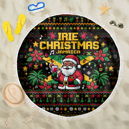 Jamaica Christmas Irie Beach Blanket Jamaican Santa Flag Reggae Vibes