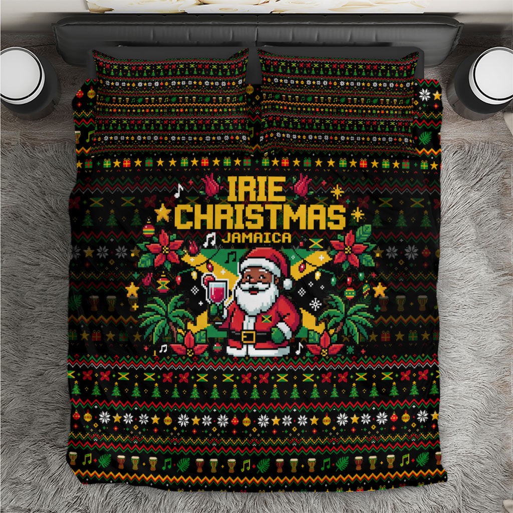 Jamaica Christmas Irie Bedding Set Jamaican Santa Flag Reggae Vibes