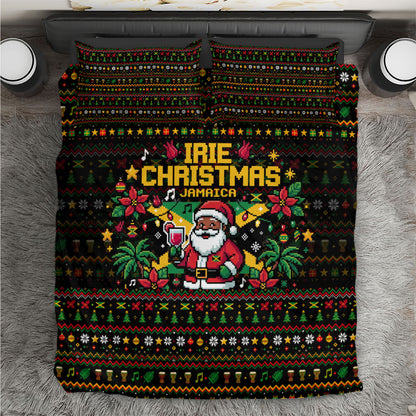 Jamaica Christmas Irie Bedding Set Jamaican Santa Flag Reggae Vibes