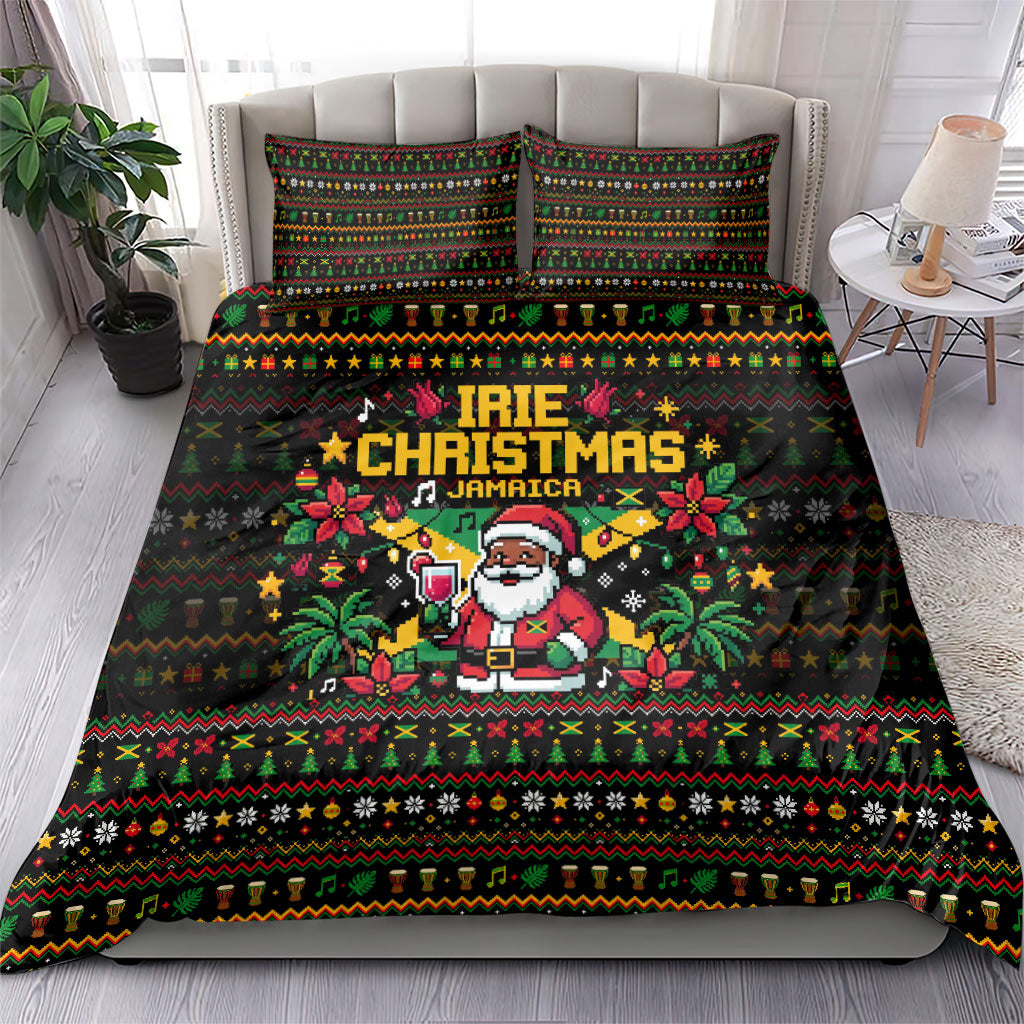 Jamaica Christmas Irie Bedding Set Jamaican Santa Flag Reggae Vibes