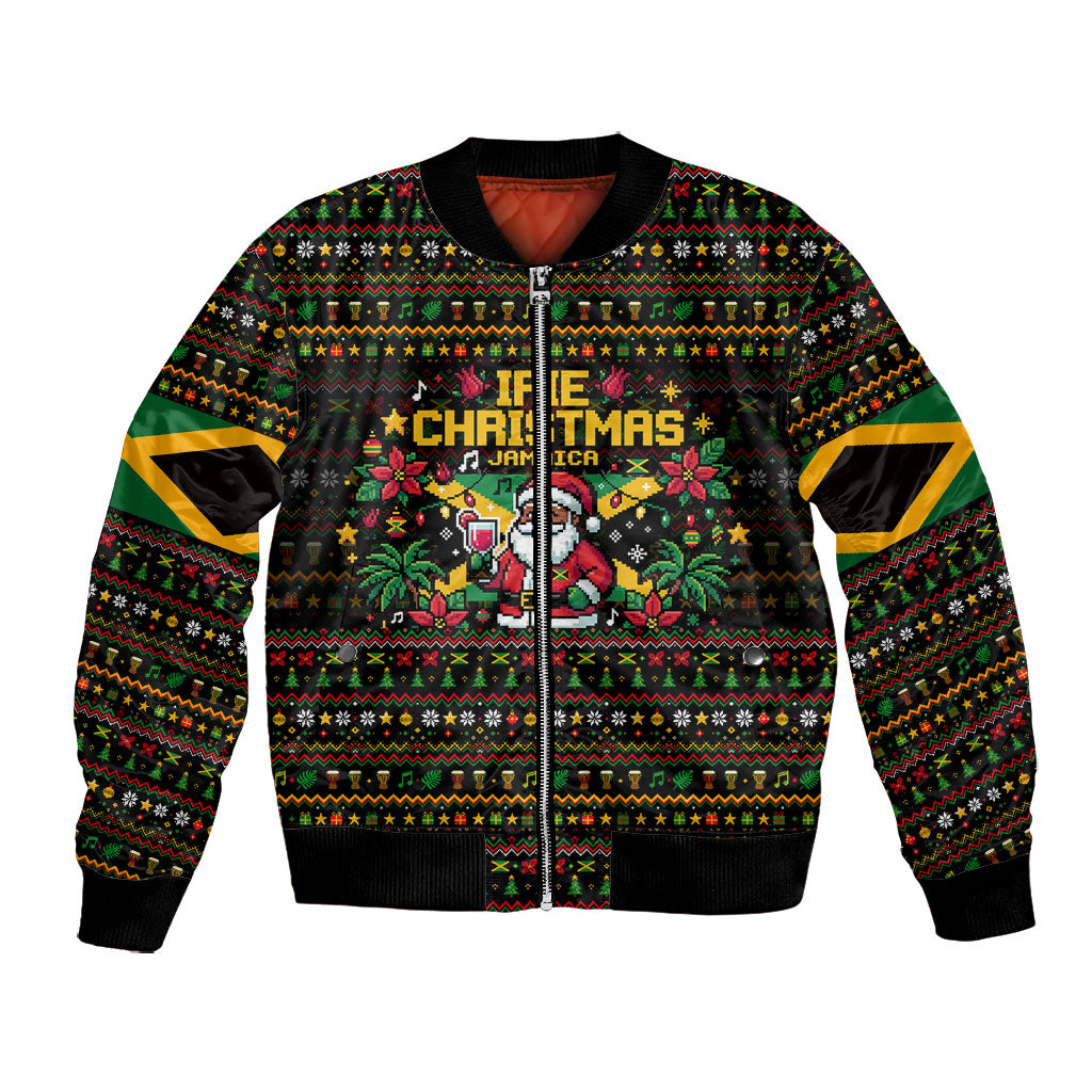 Jamaica Christmas Irie Bomber Jacket Jamaican Santa Flag Reggae Vibes
