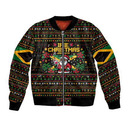 Jamaica Christmas Irie Bomber Jacket Jamaican Santa Flag Reggae Vibes