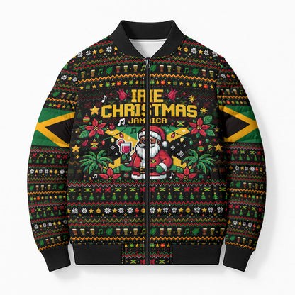 Jamaica Christmas Irie Bomber Puffer Jacket Jamaican Santa Flag Reggae Vibes