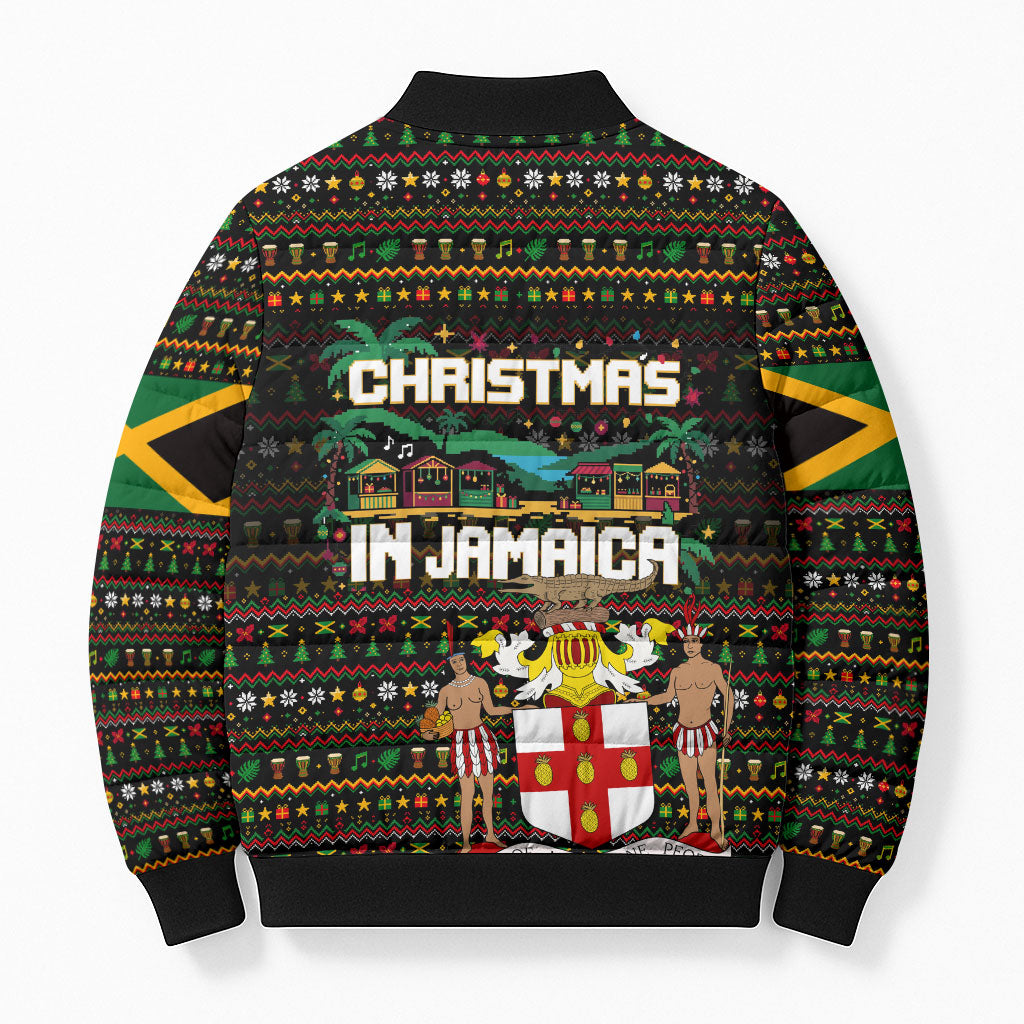 Jamaica Christmas Irie Bomber Puffer Jacket Jamaican Santa Flag Reggae Vibes