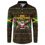Jamaica Christmas Irie Button Sweatshirt Jamaican Santa Flag Reggae Vibes