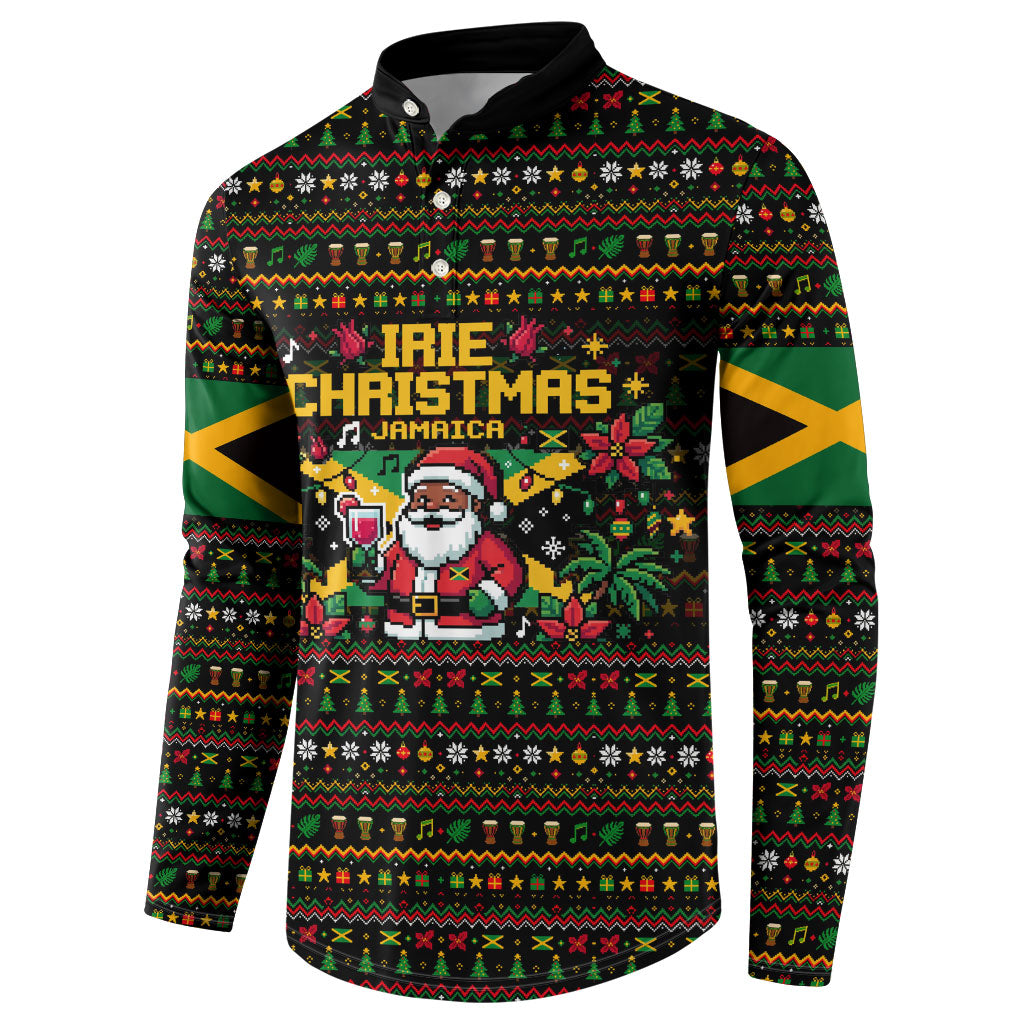 Jamaica Christmas Irie Button Sweatshirt Jamaican Santa Flag Reggae Vibes
