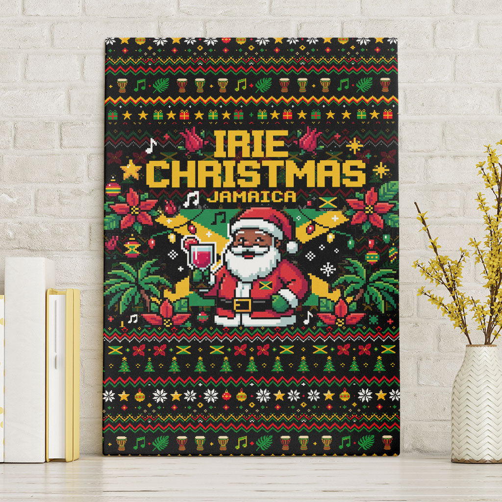 Jamaica Christmas Irie Canvas Wall Art Jamaican Santa Flag Reggae Vibes