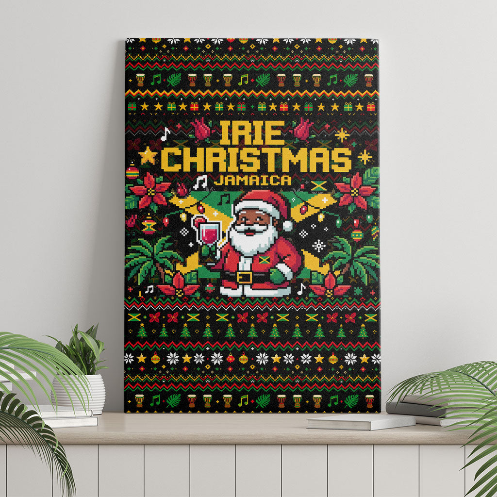 Jamaica Christmas Irie Canvas Wall Art Jamaican Santa Flag Reggae Vibes