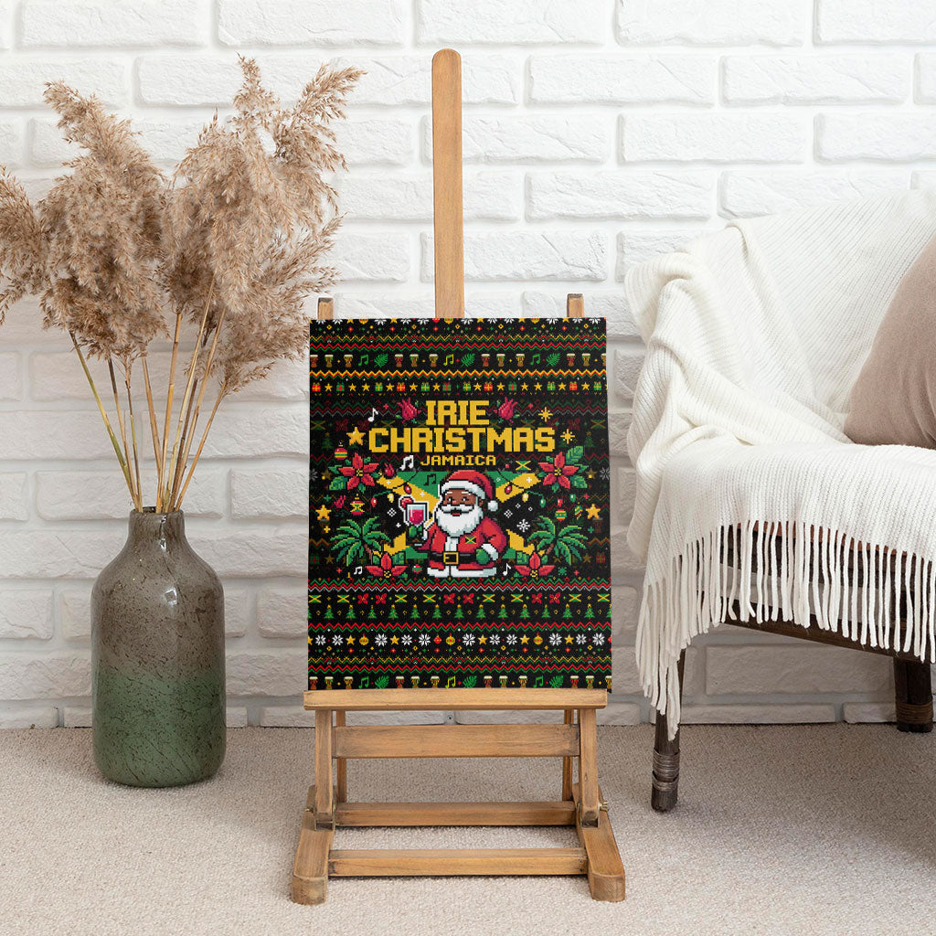 Jamaica Christmas Irie Canvas Wall Art Jamaican Santa Flag Reggae Vibes
