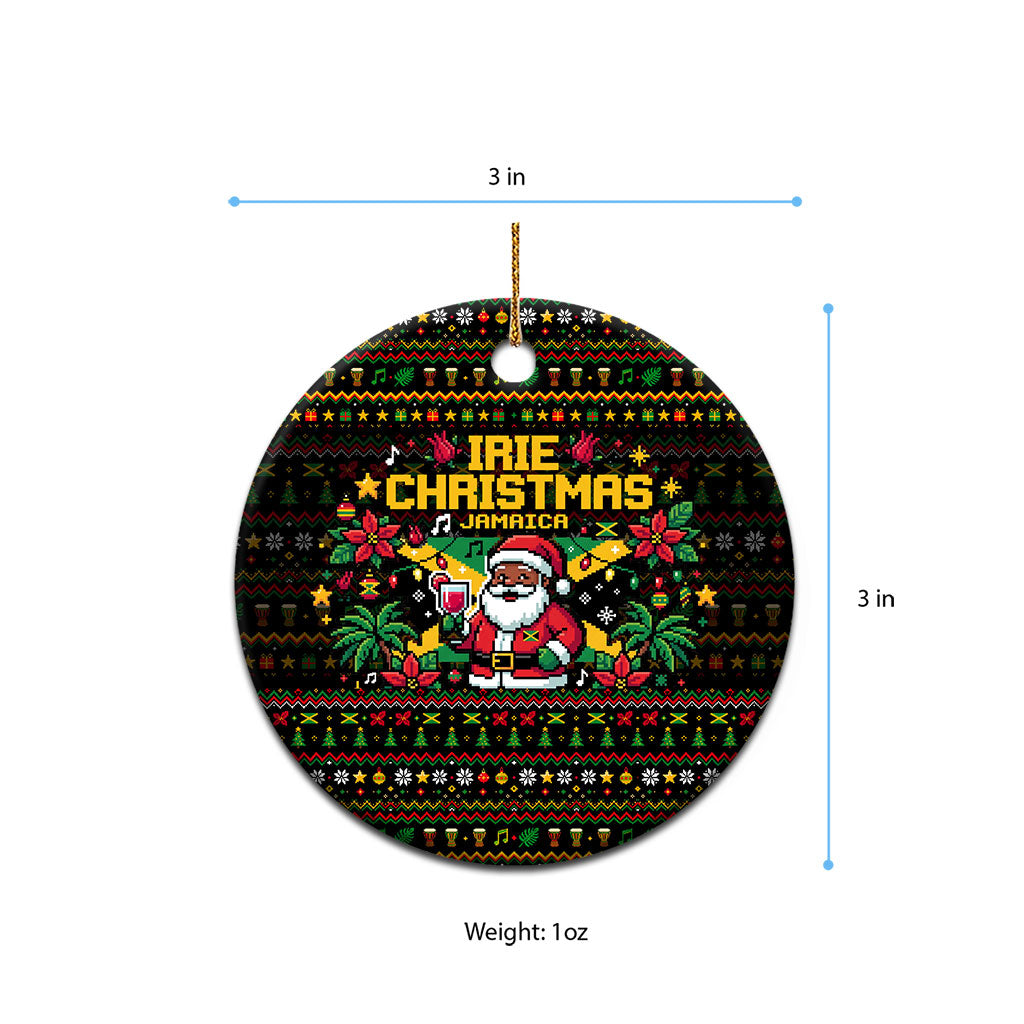 Jamaica Christmas Irie Ceramic Ornament Jamaican Santa Flag Reggae Vibes