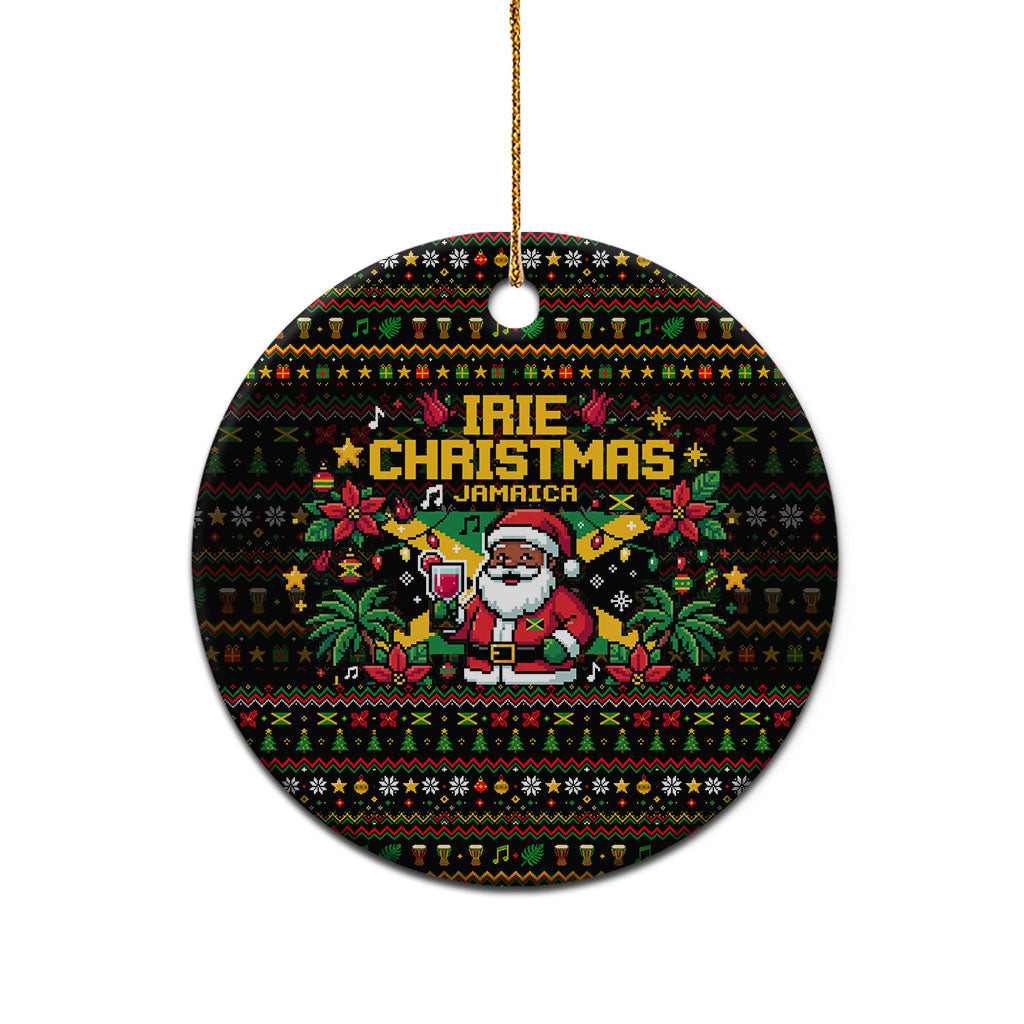 Jamaica Christmas Irie Ceramic Ornament Jamaican Santa Flag Reggae Vibes