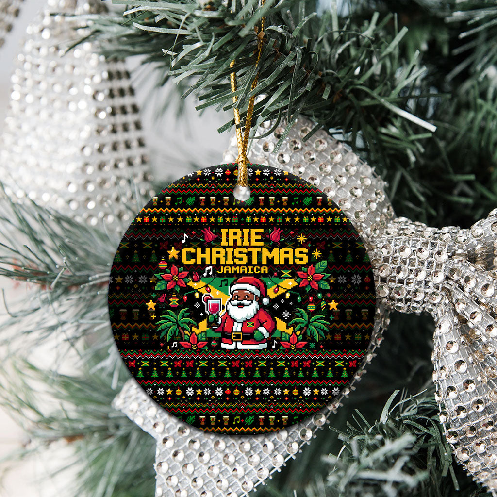 Jamaica Christmas Irie Ceramic Ornament Jamaican Santa Flag Reggae Vibes