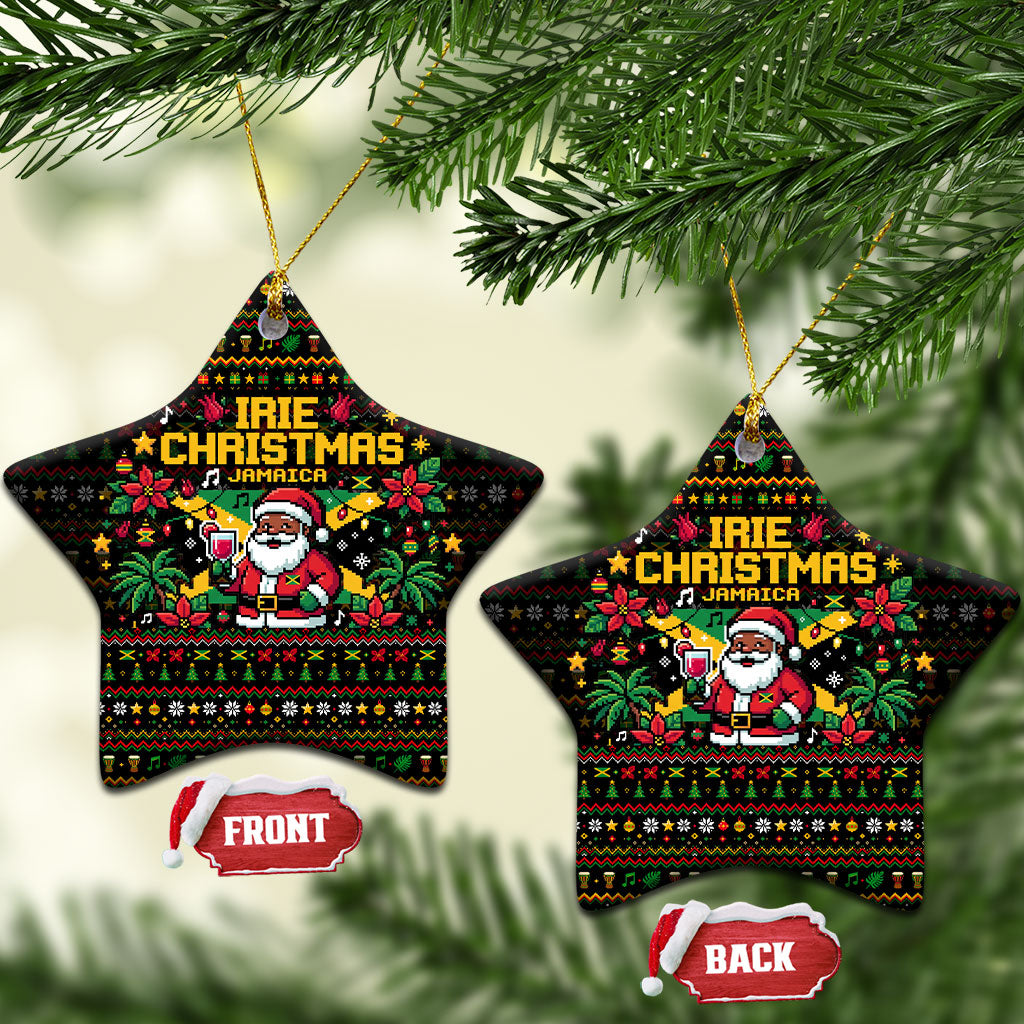 Jamaica Christmas Irie Ceramic Ornament Jamaican Santa Flag Reggae Vibes