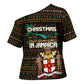 Jamaica Christmas Irie Cross Shoulder Shirt Jamaican Santa Flag Reggae Vibes