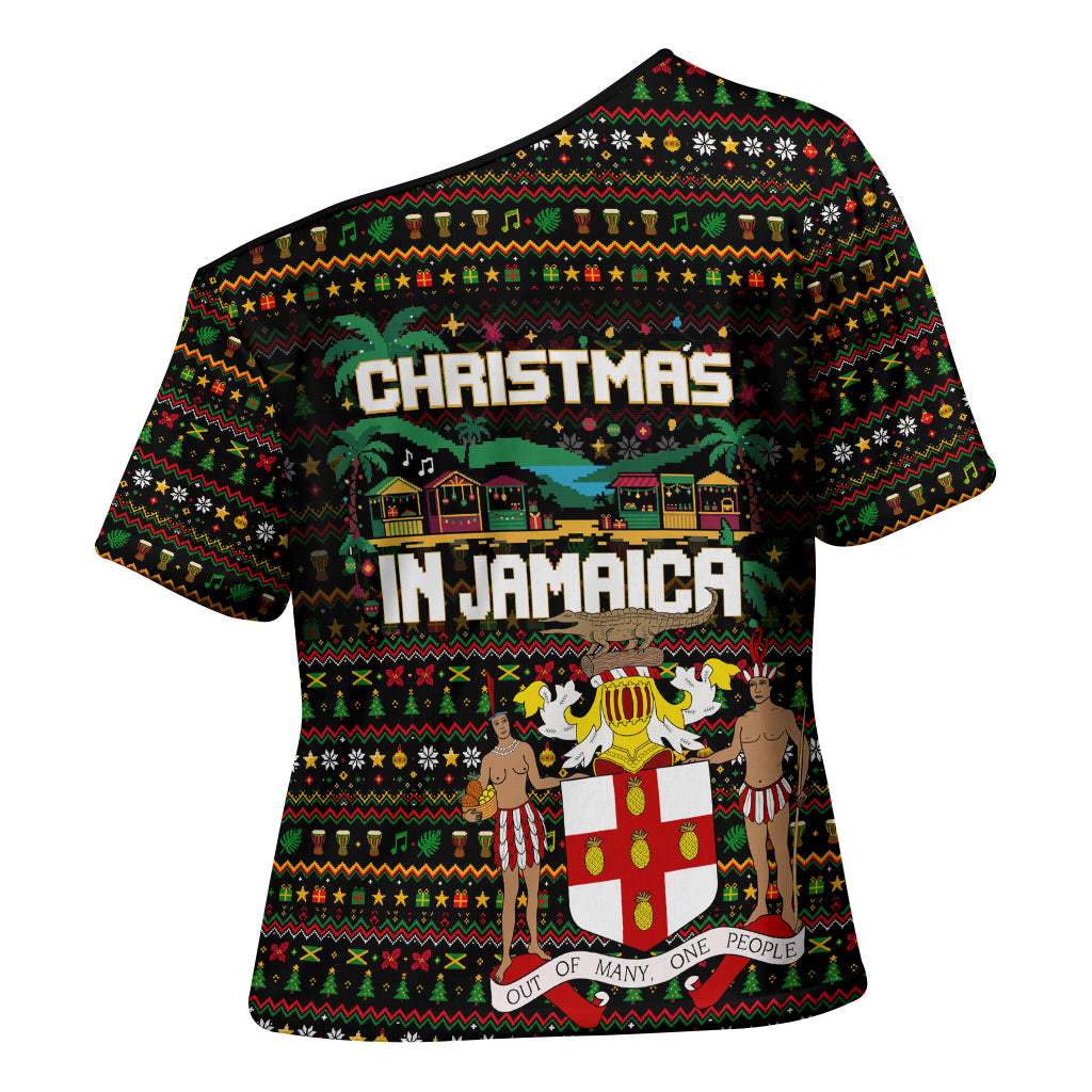 Jamaica Christmas Irie Cross Shoulder Shirt Jamaican Santa Flag Reggae Vibes