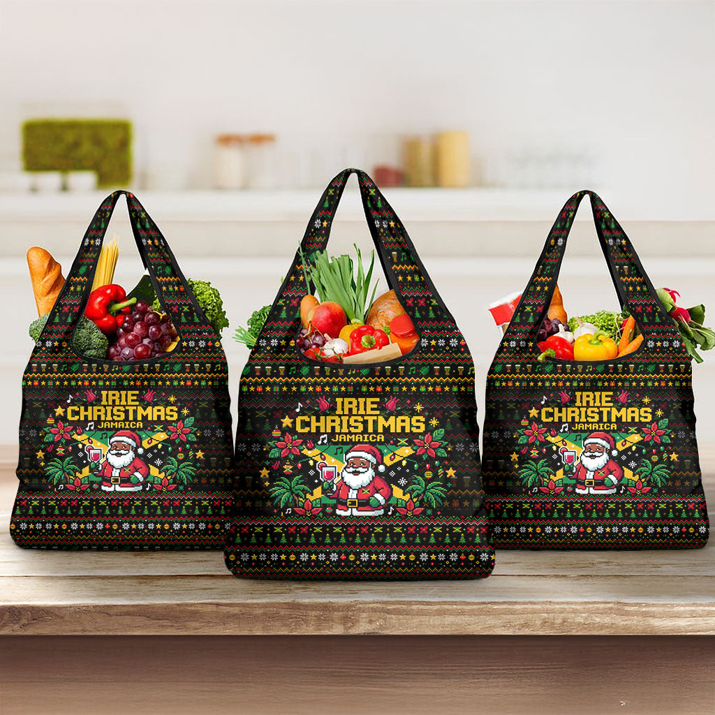 Jamaica Christmas Irie Grocery Bag Jamaican Santa Flag Reggae Vibes