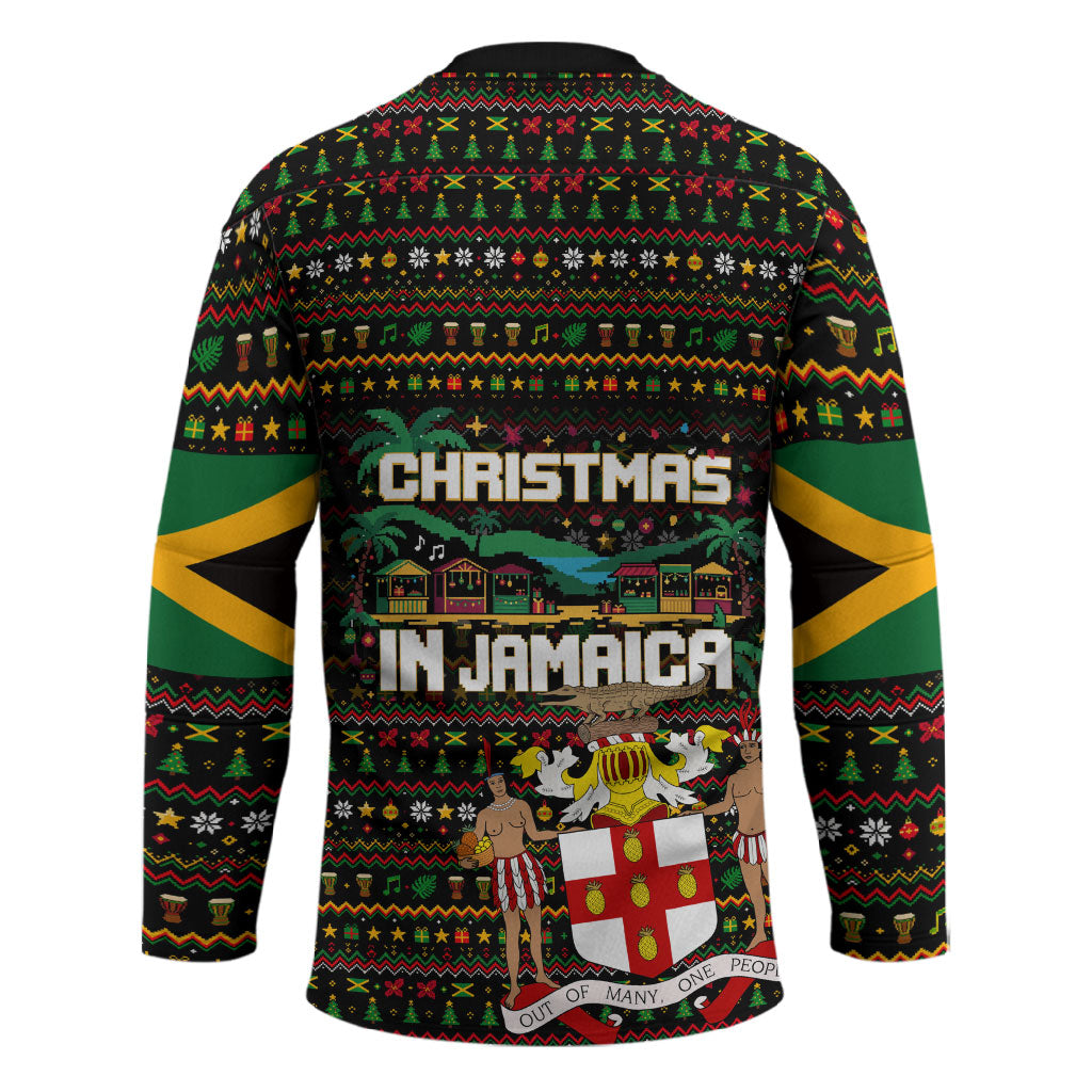 Jamaica Christmas Irie Hockey Jersey Jamaican Santa Flag Reggae Vibes