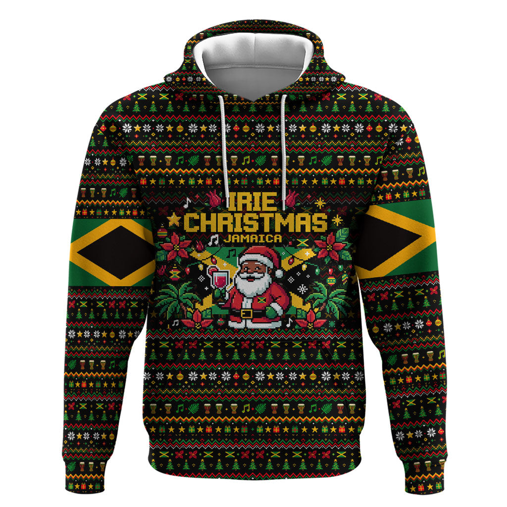 Jamaica Christmas Irie Hoodie Jamaican Santa Flag Reggae Vibes