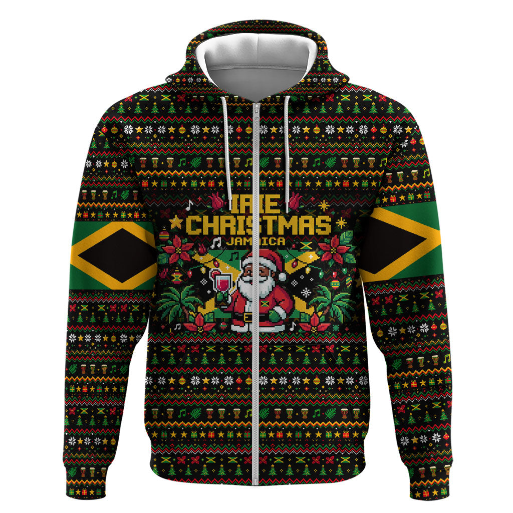 Jamaica Christmas Irie Hoodie Jamaican Santa Flag Reggae Vibes