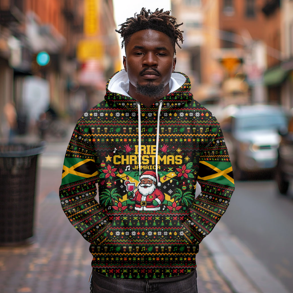 Jamaica Christmas Irie Hoodie Jamaican Santa Flag Reggae Vibes