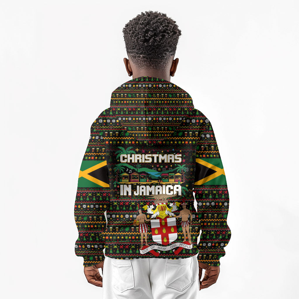 Jamaica Christmas Irie Kid Hoodie Jamaican Santa Flag Reggae Vibes