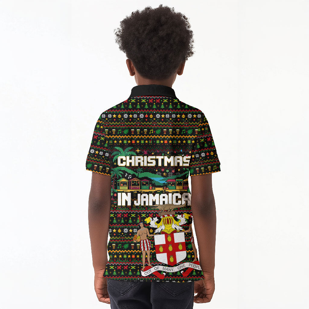 Jamaica Christmas Irie Kid Polo Shirt Jamaican Santa Flag Reggae Vibes