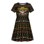 Jamaica Christmas Irie Kid Short Sleeve Dress Jamaican Santa Flag Reggae Vibes