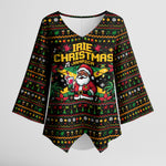 Jamaica Christmas Irie Kimono Sleeve Blouse Jamaican Santa Flag Reggae Vibes