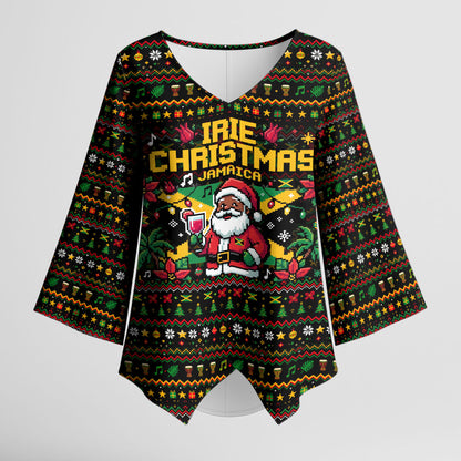 Jamaica Christmas Irie Kimono Sleeve Blouse Jamaican Santa Flag Reggae Vibes