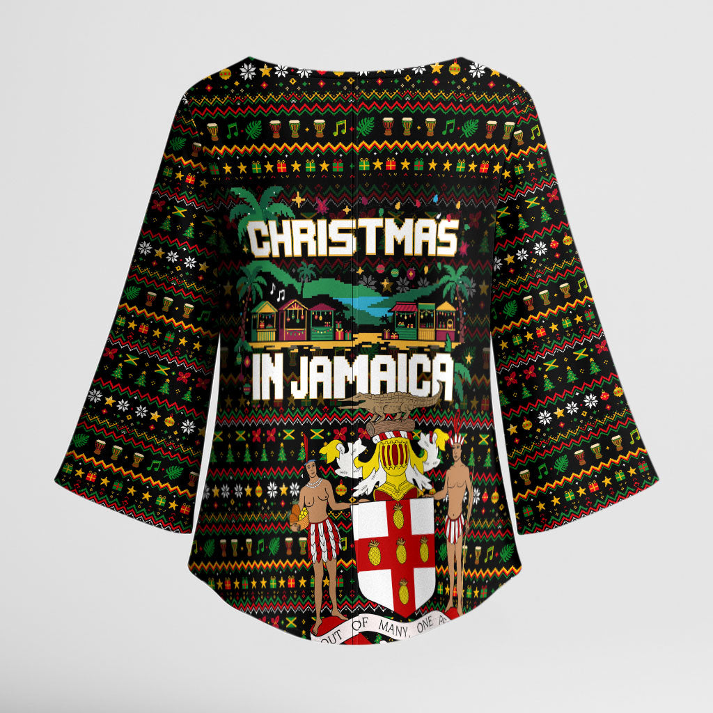 Jamaica Christmas Irie Kimono Sleeve Blouse Jamaican Santa Flag Reggae Vibes