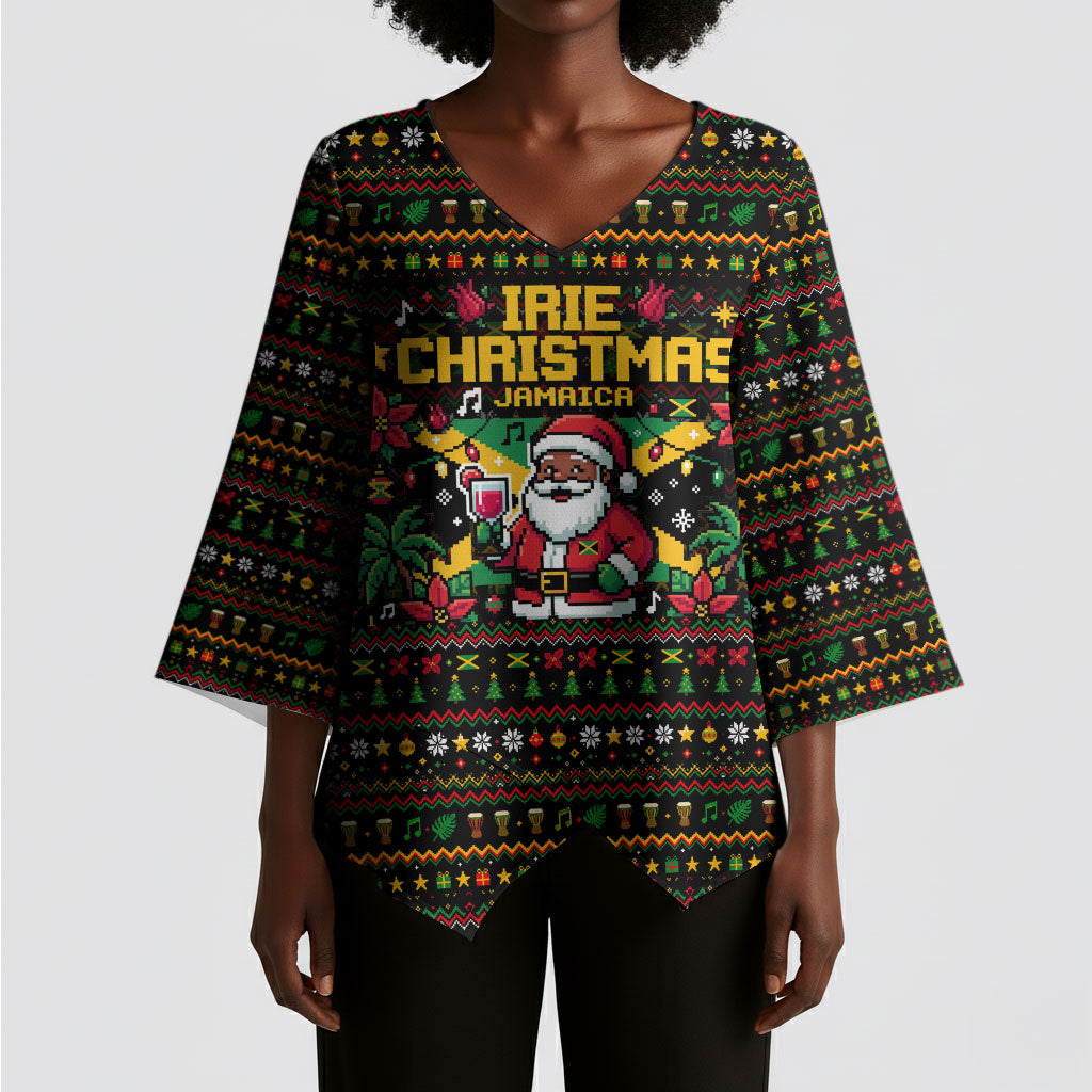 Jamaica Christmas Irie Kimono Sleeve Blouse Jamaican Santa Flag Reggae Vibes