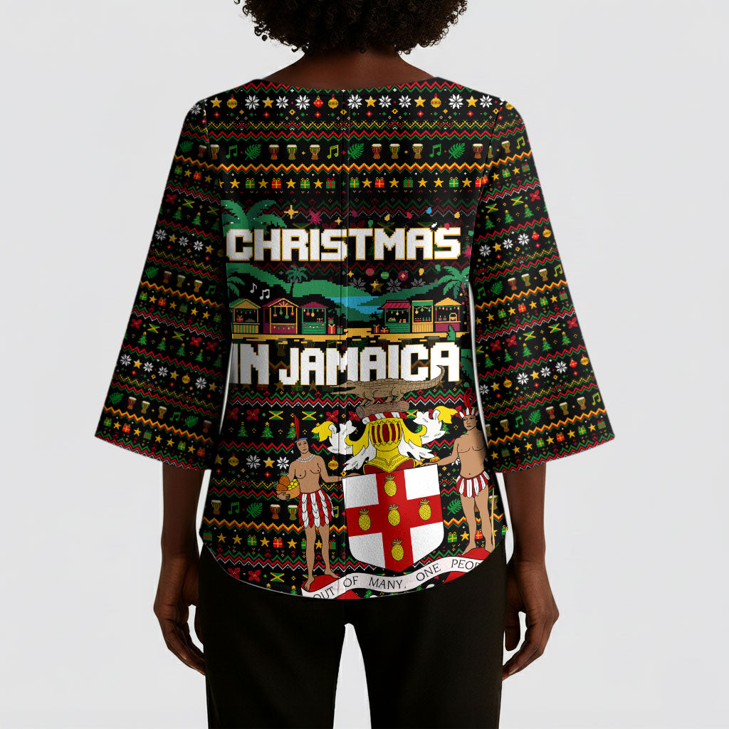 Jamaica Christmas Irie Kimono Sleeve Blouse Jamaican Santa Flag Reggae Vibes