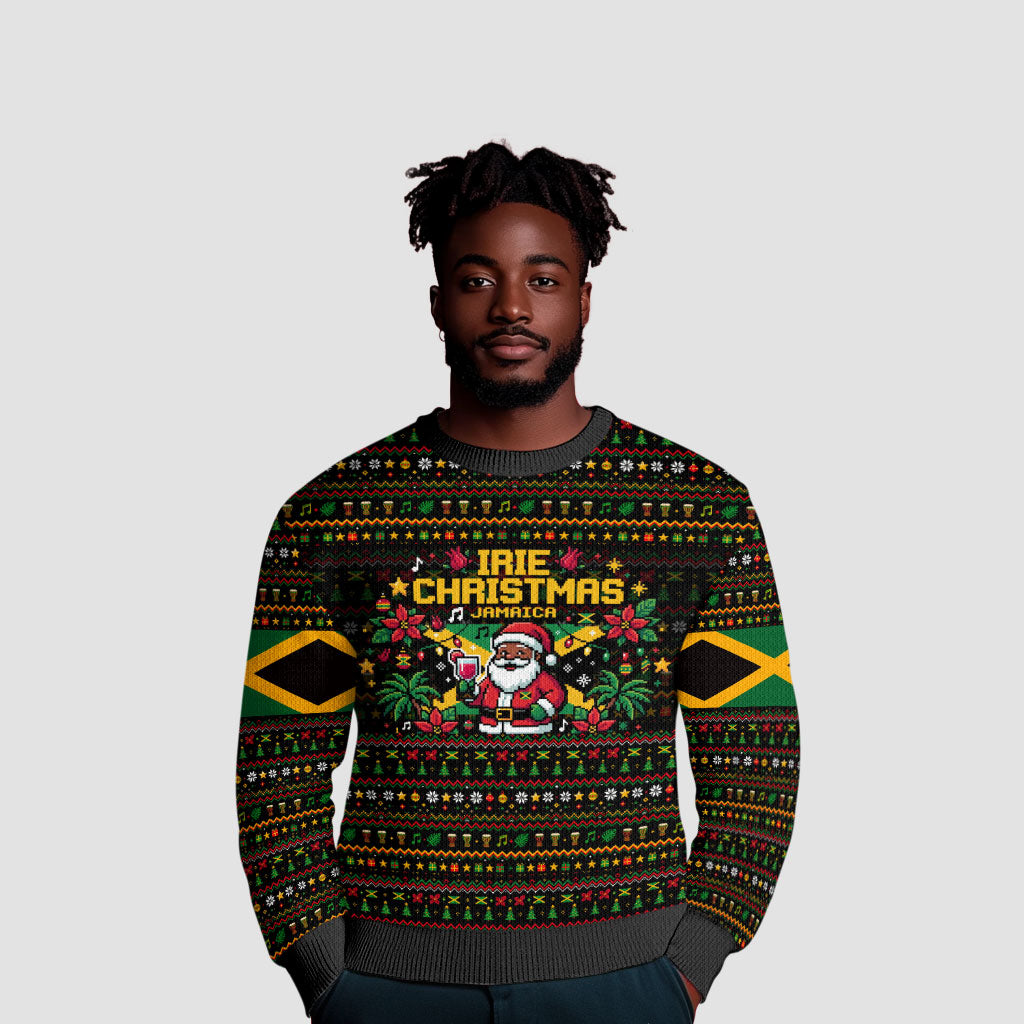 Jamaica Christmas Irie Ugly Christmas Sweater Jamaican Santa Flag Reggae Vibes