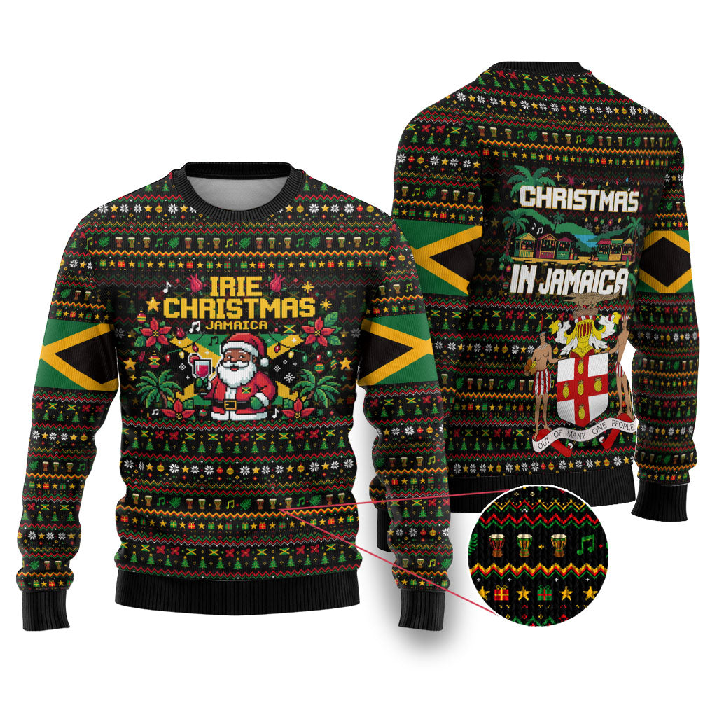 Jamaica Christmas Irie Ugly Christmas Sweater Jamaican Santa Flag Reggae Vibes