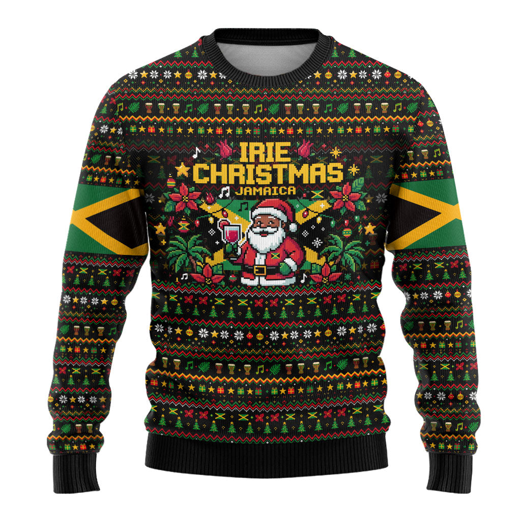 Jamaica Christmas Irie Ugly Christmas Sweater Jamaican Santa Flag Reggae Vibes