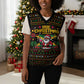 Jamaica Christmas Irie Christmas Knitted V-Neck Vest Jamaican Santa Flag Reggae Vibes
