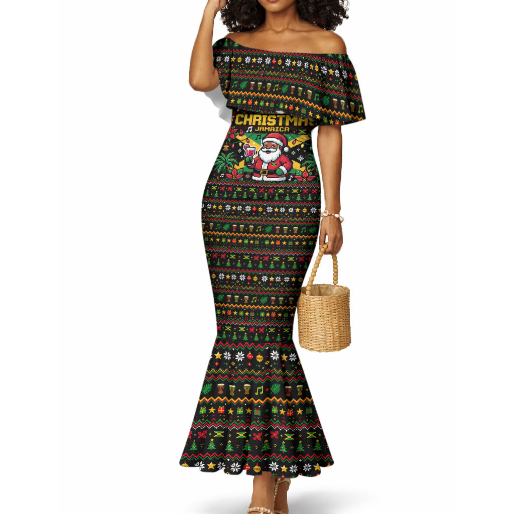 Jamaica Christmas Irie Mermaid Dress Jamaican Santa Flag Reggae Vibes ...