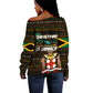 Jamaica Christmas Irie Off Shoulder Sweater Jamaican Santa Flag Reggae Vibes