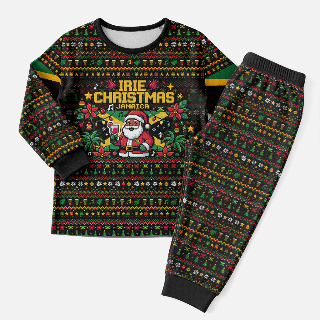 Jamaica Christmas Irie Christmas Pajama Set Jamaican Santa Flag Reggae Vibes